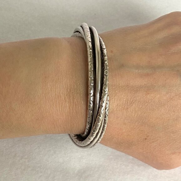 Sterling Silver 925 Heavy Chunky Twisted 5 Band Woven Cuff Bracelet Sz 6.5" 40g - Picture 12 of 16